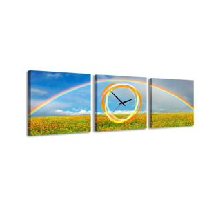 3-dielny obraz s hodinami, Rainbow, 35x105cm
