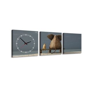 3-dielny obraz s hodinami, Priatelia, 35x105cm