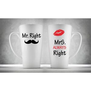 Hrnčeky pre páry Latte, Mr & Mrs Right , 2ks x 450ml