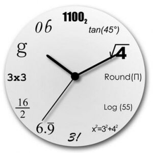 Matematické hodiny biele 30cm