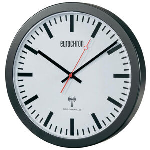 Nástenné DCF hodiny Eurochron EFWU 3600, čierne 30 cm