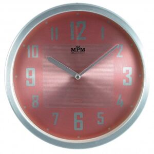 Nástenné hodiny MPM, 2825.7023 - strieborná/ružová, 25cm