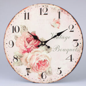 Nástenné hodiny HLC, Vintage Bouquets, 34cm