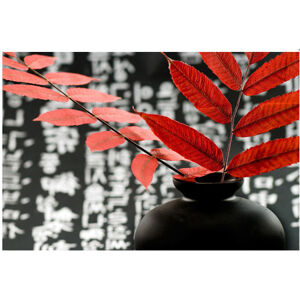 Obraz na plátne 50x70cm Zen váza a kvet oranžovo-čierny