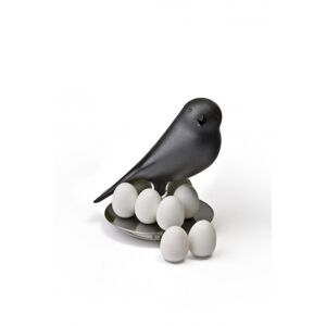 Stojanček s magnetmi Qualy Magnetic Egg Sparrow, čierny