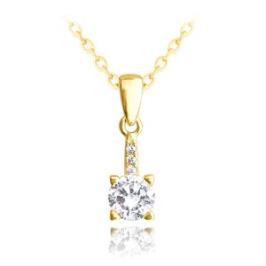 Pozlátený elegantný strieborný náhrdelník s bielym zirkónom, Minet 0GN45