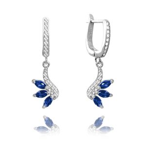 Luxusné rozkvitnuté strieborné náušnice Minet - Flowers s modrými zirkónmi