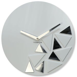 Dizajnové nástenné hodiny Triangles Flex z205-2, 30 cm, biele matné