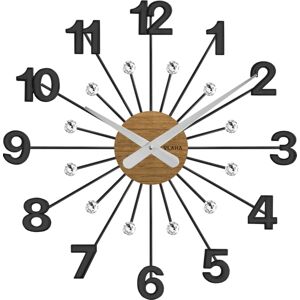 Drevené čierne hodiny s kameňmi Vlaha design vlahu VCT1081, 49 cm