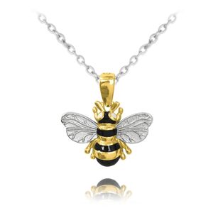 Minet pozlátený strieborný náhrdelník včielka s čiernymi zirkónmi