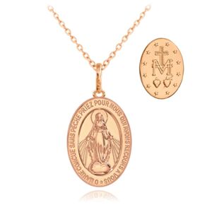 Ružovozlatý strieborný náhrdelník zázračná medaila, Minet 5RN45