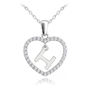 Strieborný náhrdelník písmeno v srdci "H" so zirkónmi Minet JMAS900HSN45