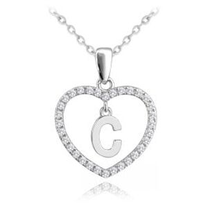 Strieborný náhrdelník písmeno v srdci "C" so zirkónmi Minet JMAS900CSN45